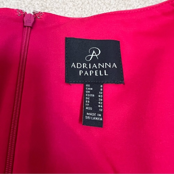 Adrianna Papell Midi Length Sheath Dress Stretch Knit Crepe Tie Front Size 8 - Picture 9 of 13